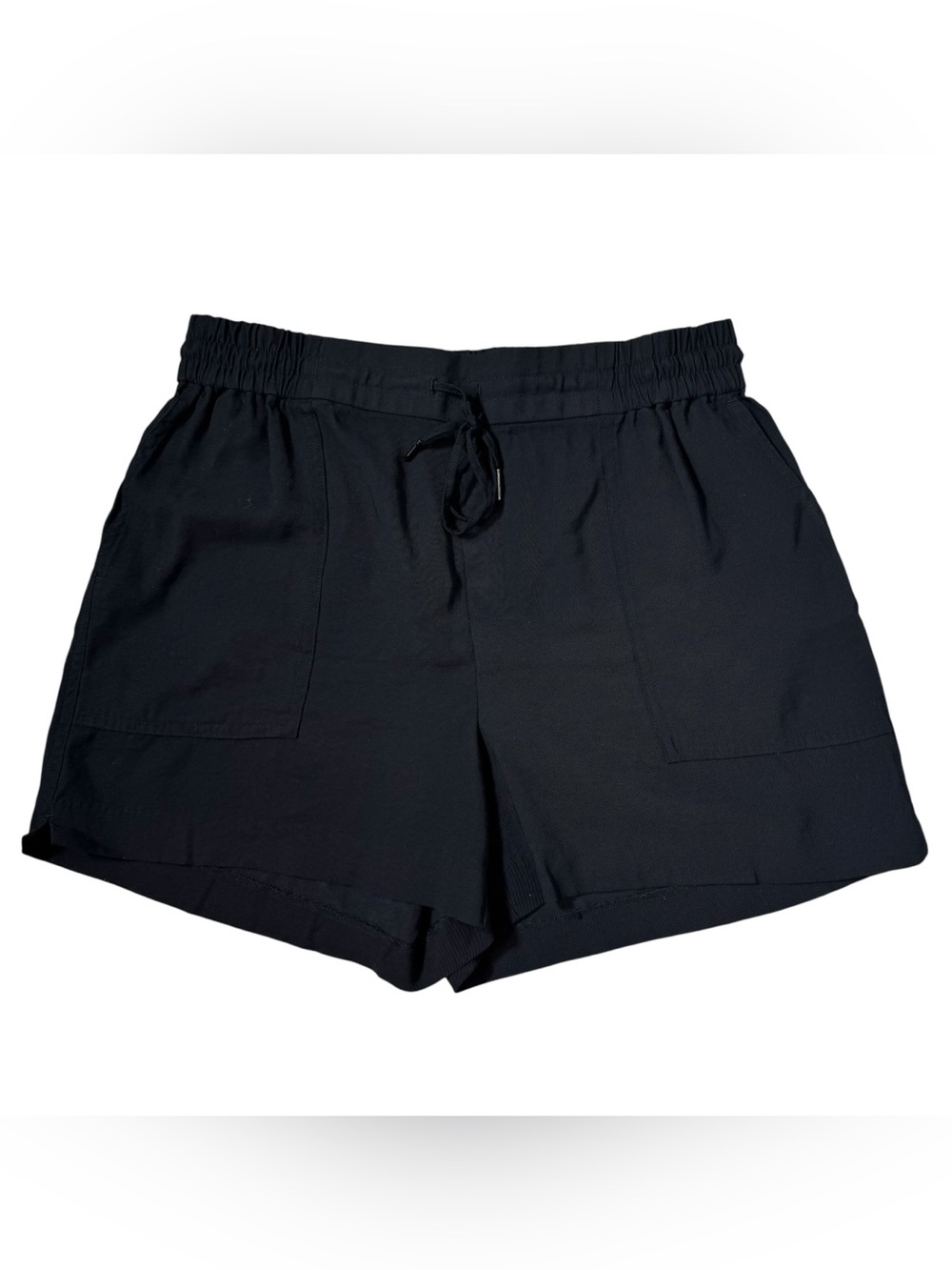 Kersh Utility Shorts Womens Large Black Pockets Elastic Waist Lightweight Rayon